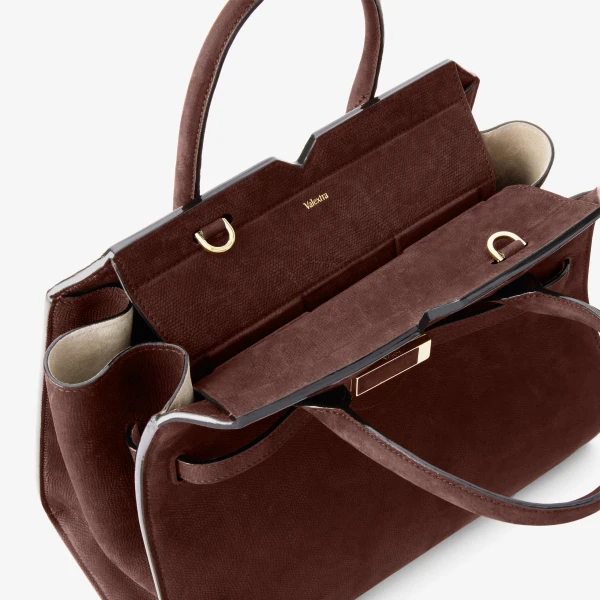 Valextra Milano Senso Two Handles Medium Bag in Chocolate Brown | Totes & Top-Handle Bags | Coveti