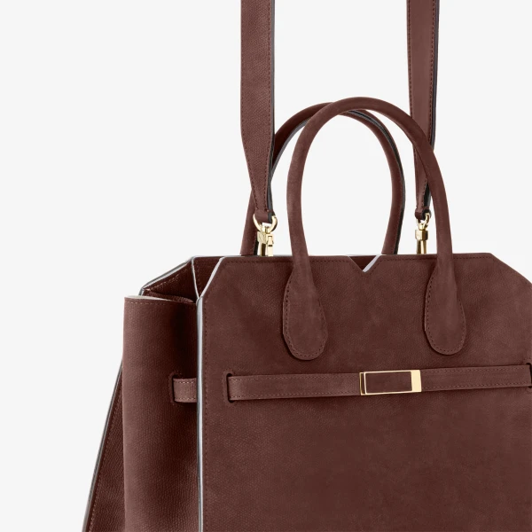 Valextra Milano Senso Two Handles Medium Bag in Chocolate Brown | Totes & Top-Handle Bags | Coveti