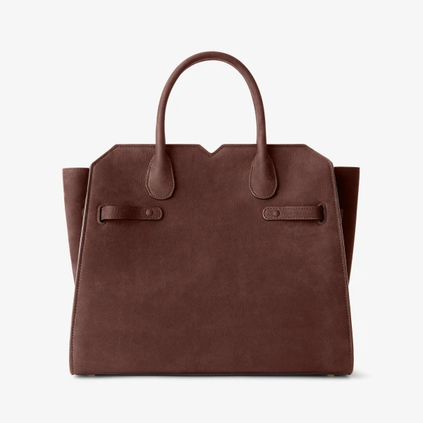 Valextra Milano Senso Two Handles Medium Bag in Chocolate Brown | Totes & Top-Handle Bags | Coveti