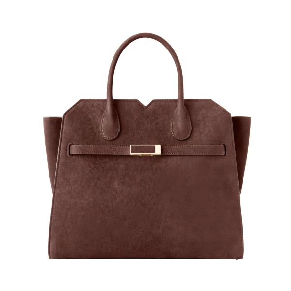Valextra Milano Senso Two Handles Medium Bag in Chocolate Brown | Totes & Top-Handle Bags | Coveti