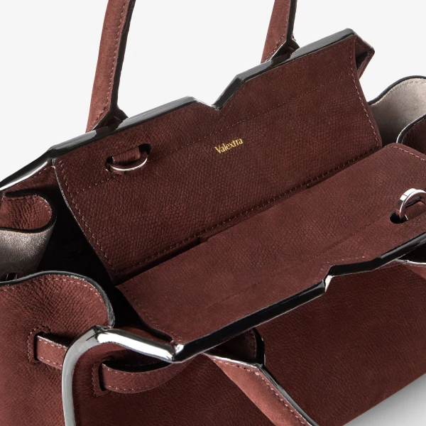 Valextra Milano Senso Two Handles Mini Bag in Chocolate Brown | Mini Bags | Coveti