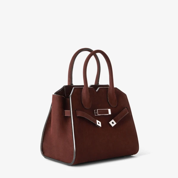 Valextra Milano Senso Two Handles Mini Bag in Chocolate Brown | Mini Bags | Coveti