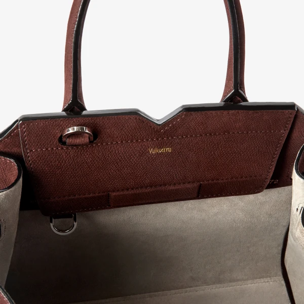 Valextra Milano Senso Two Handles Mini Bag in Chocolate Brown | Mini Bags | Coveti