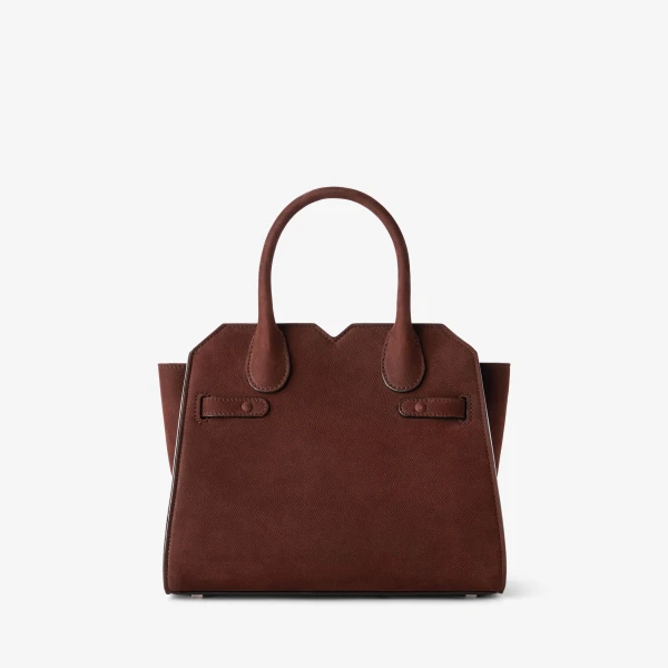 Valextra Milano Senso Two Handles Mini Bag in Chocolate Brown | Mini Bags | Coveti
