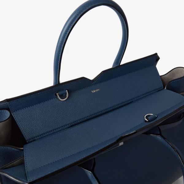 Valextra Milano Two Handles Large Bag in Sapphire Blue | Totes & Top-Handle Bags | Coveti