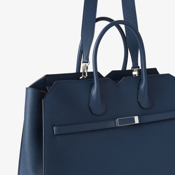 Valextra Milano Two Handles Large Bag in Sapphire Blue | Totes & Top-Handle Bags | Coveti