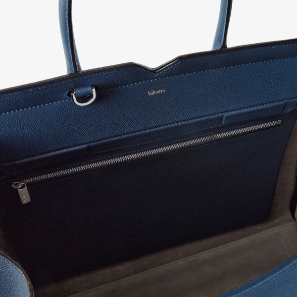 Valextra Milano Two Handles Large Bag in Sapphire Blue | Totes & Top-Handle Bags | Coveti