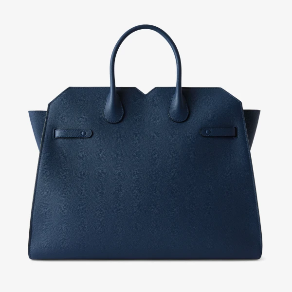 Valextra Milano Two Handles Large Bag in Sapphire Blue | Totes & Top-Handle Bags | Coveti