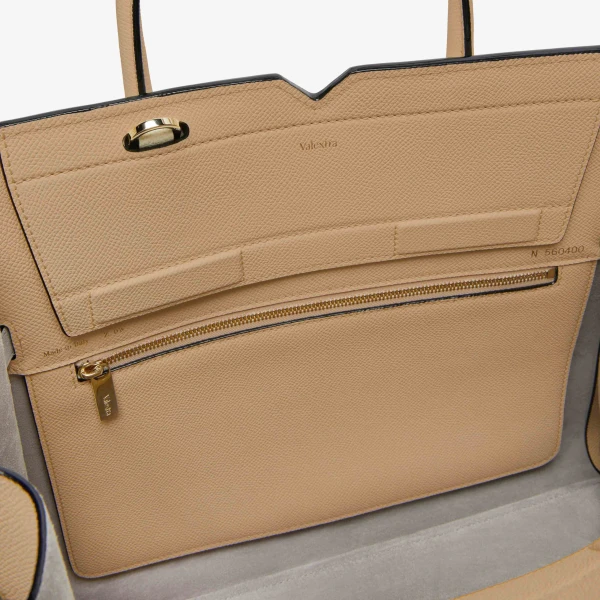 Valextra Milano Two Handles Medium Bag in Cashmere Beige | Totes & Top-Handle Bags | Coveti