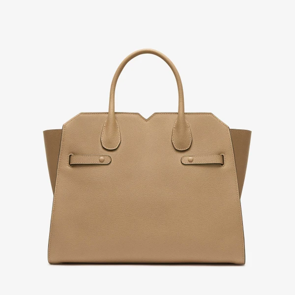 Valextra Milano Two Handles Medium Bag in Cashmere Beige | Totes & Top-Handle Bags | Coveti