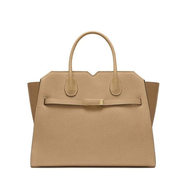 Valextra Milano Two Handles Medium Bag in Cashmere Beige | Totes & Top-Handle Bags | Coveti