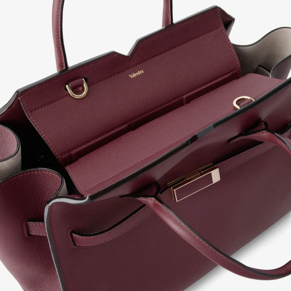 Valextra Milano Two Handles Medium Bag in Claret Red | Totes & Top-Handle Bags | Coveti