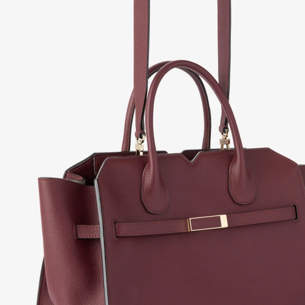 Valextra Milano Two Handles Medium Bag in Claret Red | Totes & Top-Handle Bags | Coveti