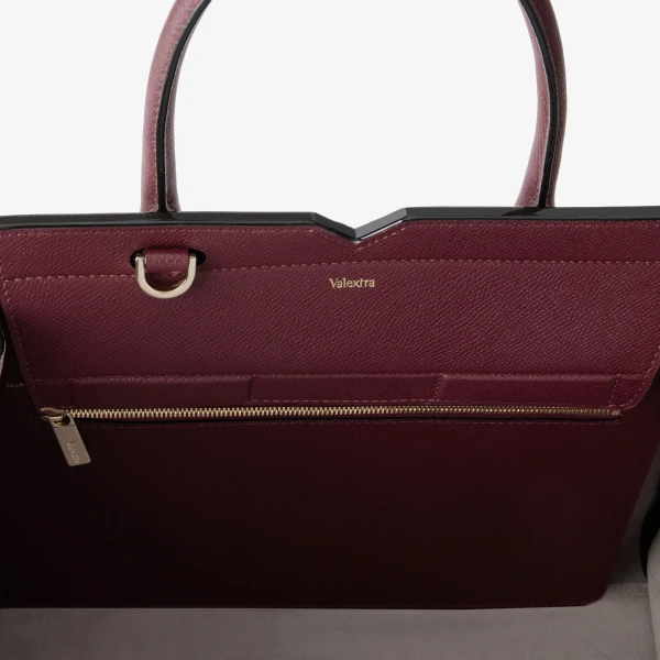 Valextra Milano Two Handles Medium Bag in Claret Red | Totes & Top-Handle Bags | Coveti