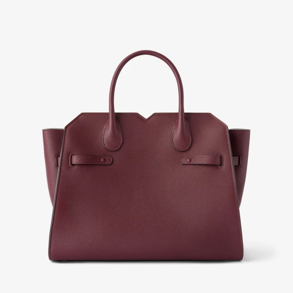Valextra Milano Two Handles Medium Bag in Claret Red | Totes & Top-Handle Bags | Coveti