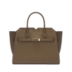 Valextra Milano Two Handles Medium Bag in Khaki | Totes & Top-Handle Bags | Coveti