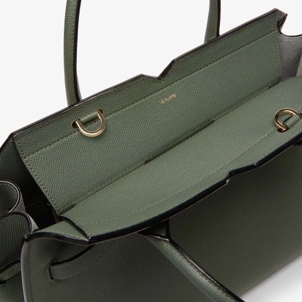 Valextra Milano Two Handles Medium Bag in Musk Green | Totes & Top-Handle Bags | Coveti