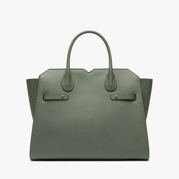 Valextra Milano Two Handles Medium Bag in Musk Green | Totes & Top-Handle Bags | Coveti