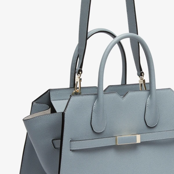 Valextra Milano Two Handles Medium Bag in Niagara Blue | Totes & Top-Handle Bags | Coveti