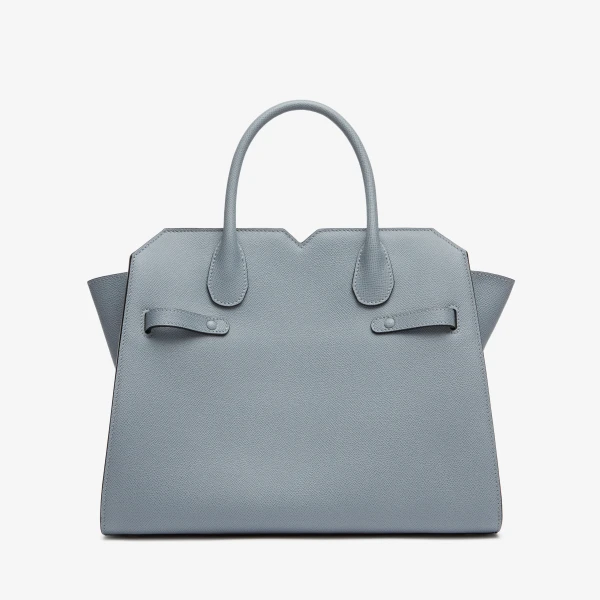 Valextra Milano Two Handles Medium Bag in Niagara Blue | Totes & Top-Handle Bags | Coveti
