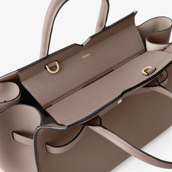 Valextra Milano Two Handles Medium Bag in Sahara Brown | Totes & Top-Handle Bags | Coveti