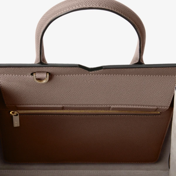Valextra Milano Two Handles Medium Bag in Sahara Brown | Totes & Top-Handle Bags | Coveti