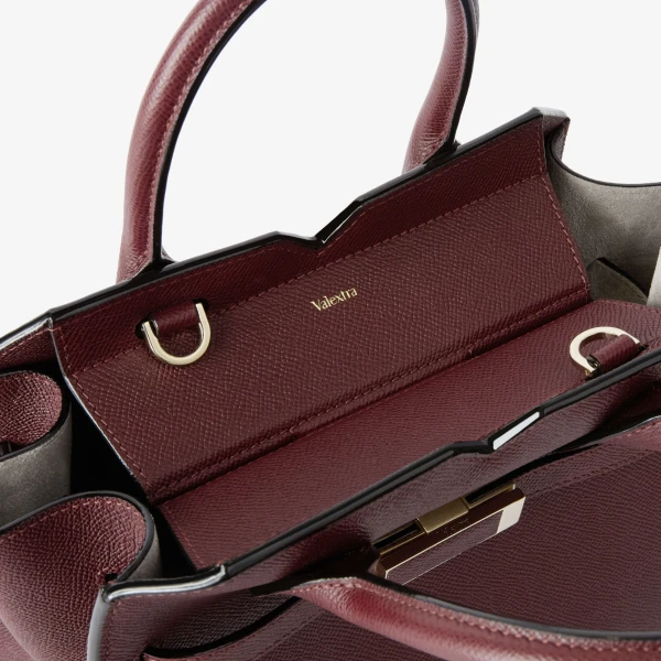 Valextra Milano Two Handles Mini Bag in Claret Red | Mini Bags | Coveti