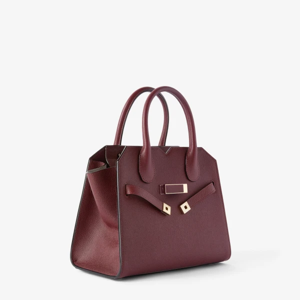 Valextra Milano Two Handles Mini Bag in Claret Red | Mini Bags | Coveti