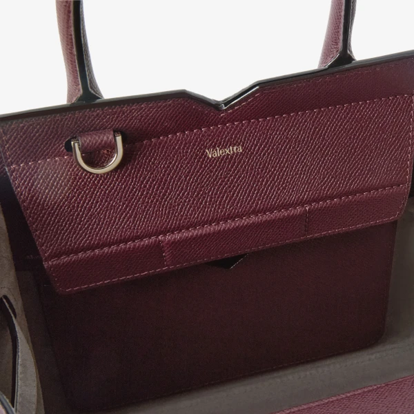 Valextra Milano Two Handles Mini Bag in Claret Red | Mini Bags | Coveti