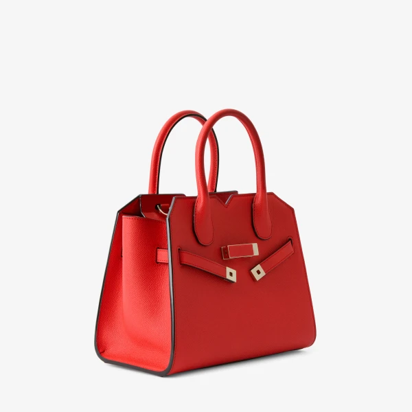Valextra Milano Two Handles Mini Bag in Crimson Red | Mini Bags | Coveti