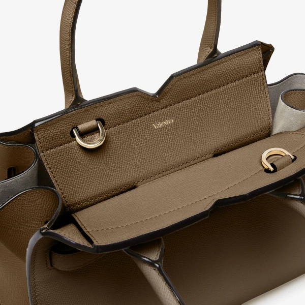 Valextra Milano Two Handles Mini Bag in Khaki | Mini Bags | Coveti