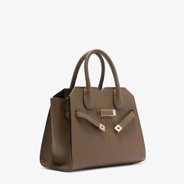 Valextra Milano Two Handles Mini Bag in Khaki | Mini Bags | Coveti