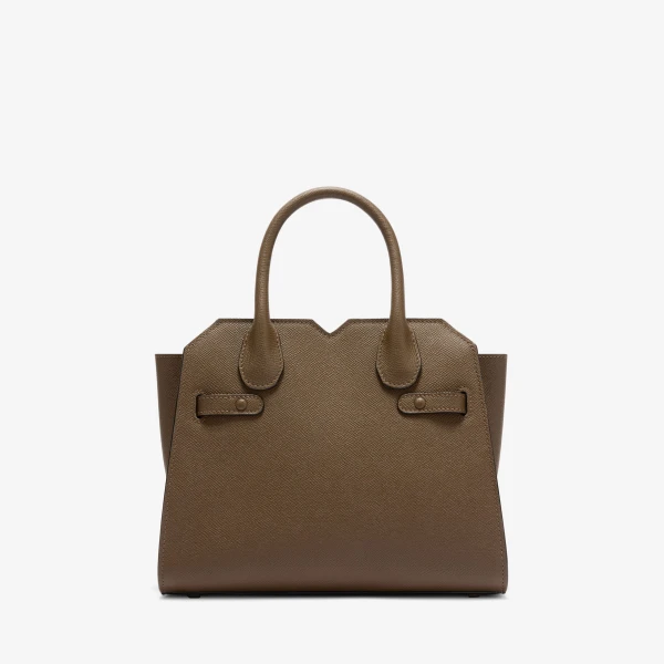 Valextra Milano Two Handles Mini Bag in Khaki | Mini Bags | Coveti