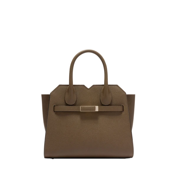 Valextra Milano Two Handles Mini Bag in Khaki | Mini Bags | Coveti