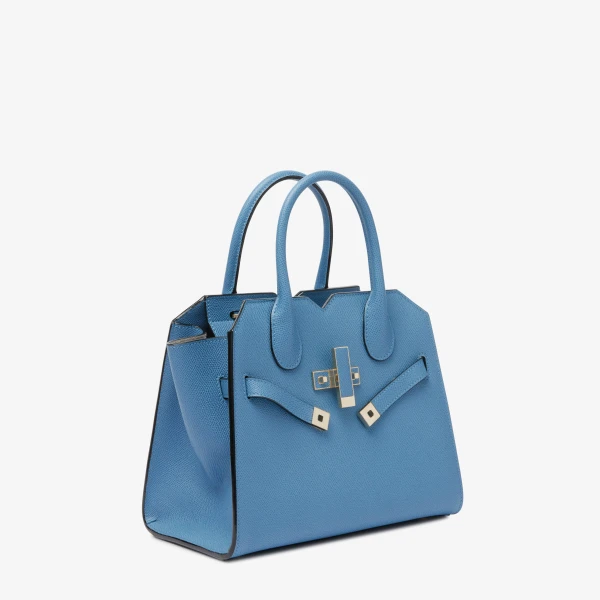 Valextra Milano Two Handles Mini Bag in Nebula Blue | Mini Bags | Coveti