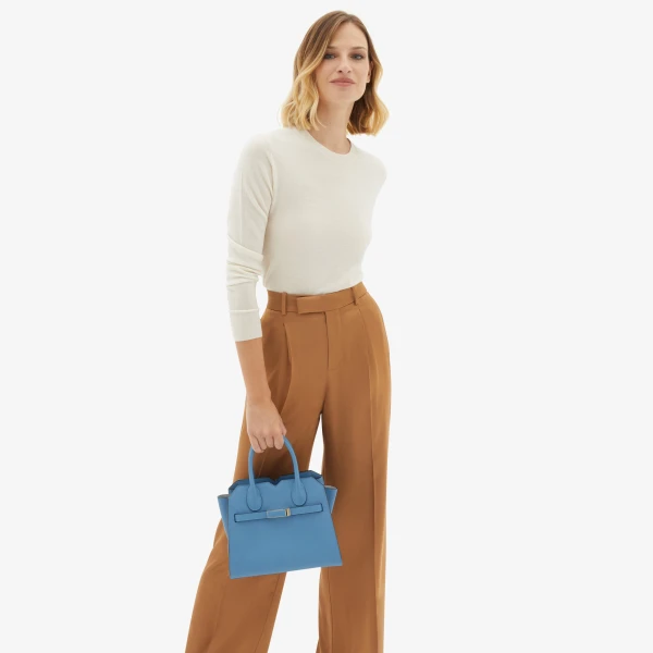 Valextra Milano Two Handles Mini Bag in Nebula Blue | Mini Bags | Coveti