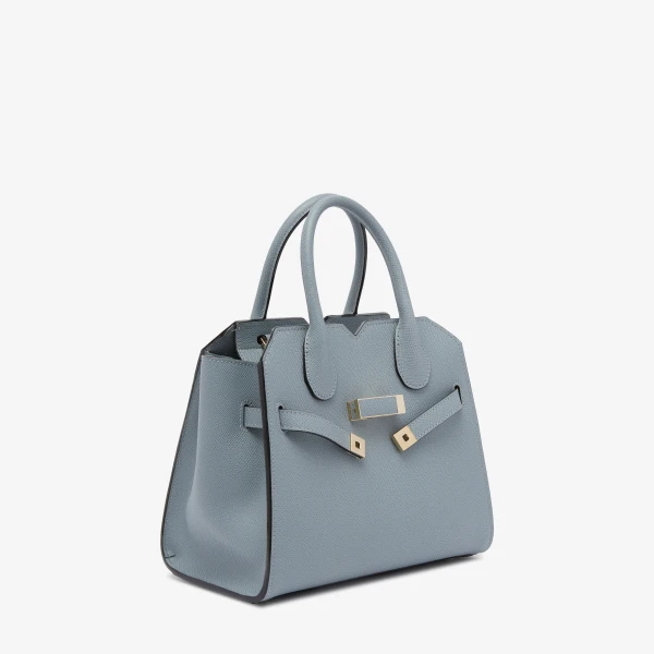 Valextra Milano Two Handles Mini Bag in Niagara Blue | Mini Bags | Coveti