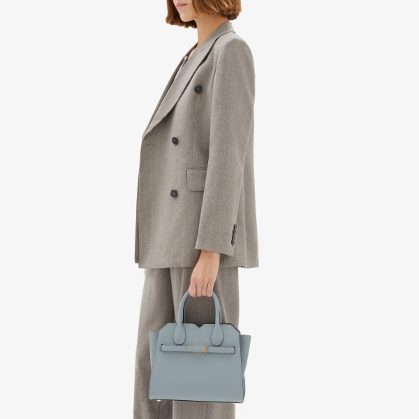 Valextra Milano Two Handles Mini Bag in Niagara Blue | Mini Bags | Coveti