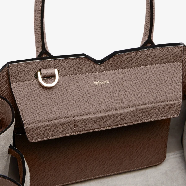 Valextra Milano Two Handles Mini Bag in Sahara Brown | Mini Bags | Coveti