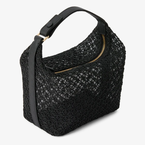 Valextra Mochi Merletto Top Handle Mini Bag in Black | Mini Bags | Coveti