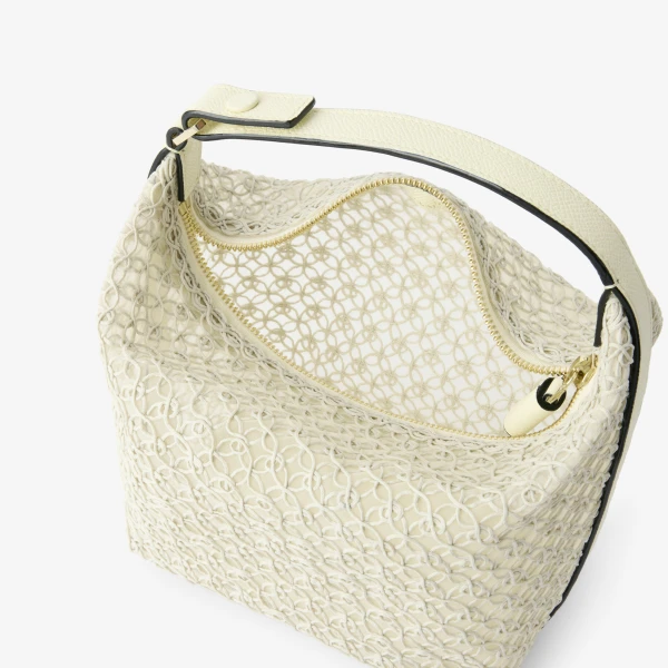 Valextra Mochi Merletto Top Handle Mini Bag in Pergamena White | Mini Bags | Coveti