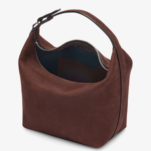 Valextra Mochi Senso Top Handle Mini Bag in Chocolate Brown | Mini Bags | Coveti