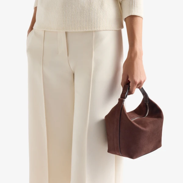 Valextra Mochi Senso Top Handle Mini Bag in Chocolate Brown | Mini Bags | Coveti