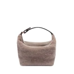 Valextra Mochi Shearling Top Handle Mini Bag in Sahara | Mini Bags | Coveti
