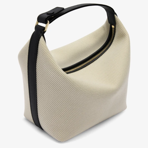 Valextra Mochi Textured Canvas Top Handle Mini Bag in Grey and Black | Mini Bags | Coveti