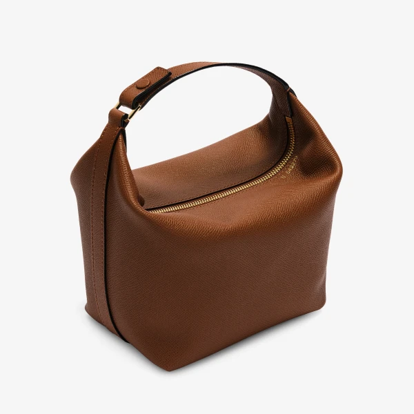 Valextra Mochi Top Handle Mini Bag in Chocolate Brown | Mini Bags | Coveti