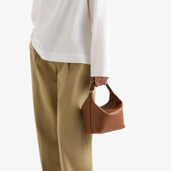 Valextra Mochi Top Handle Mini Bag in Chocolate Brown | Mini Bags | Coveti