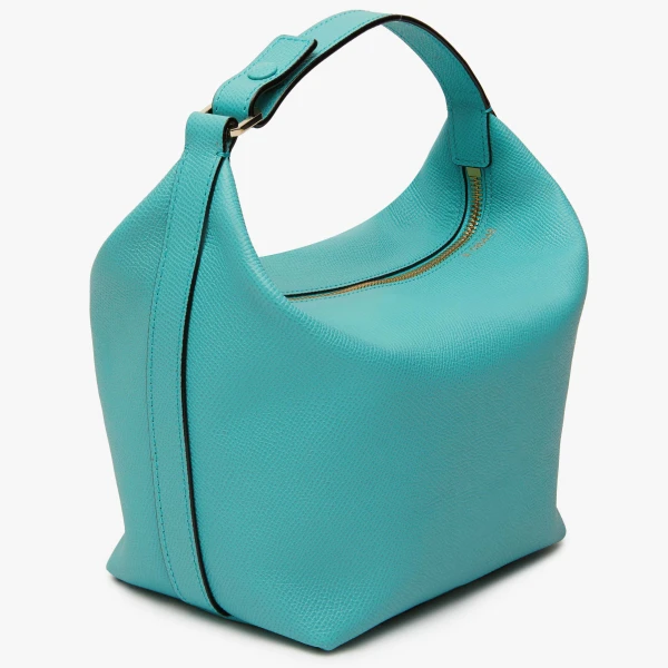 Valextra Mochi Top Handle Mini Bag in Ocean Blue | Mini Bags | Coveti