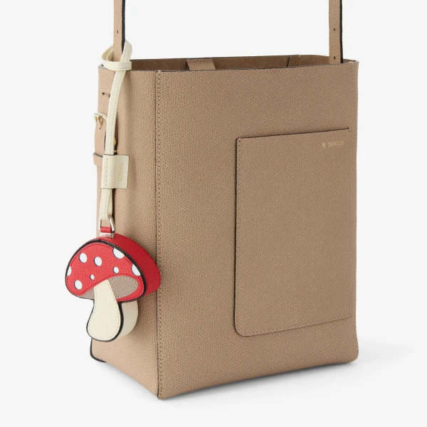 Valextra Mushroom Charm in Crimson Red, Pergamena White and Sahara Brown | Bag charms | Coveti