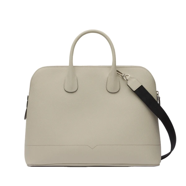 Valextra MyLogo Bowling Bag in Linen Grey | Men Bags | Coveti
